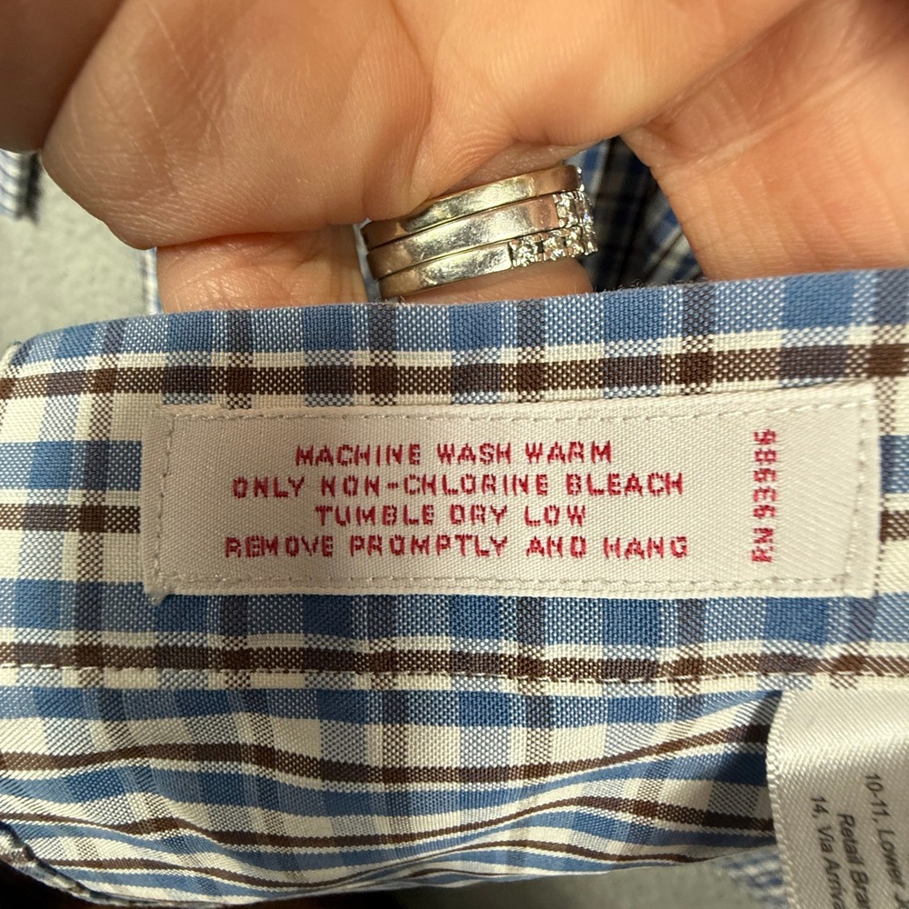Brooks Brothers Mens‎ Regular Fit Non Iron Cotton Check Dress Shirt Large - Picture 5 of 9